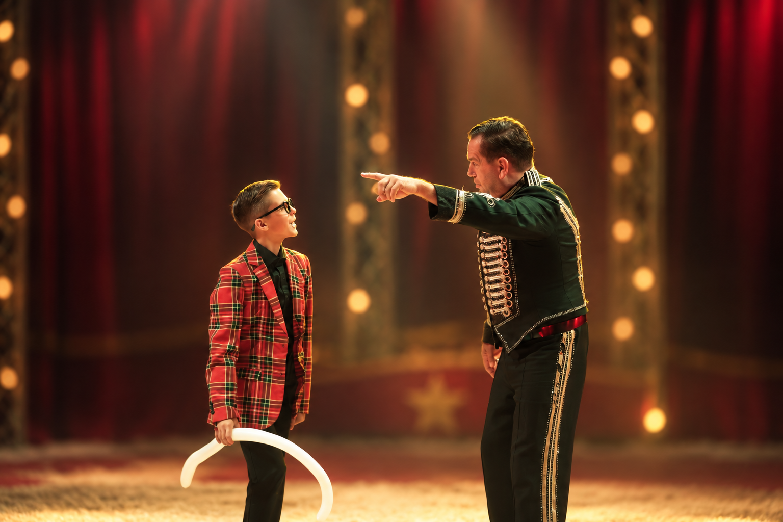 Spass und Unterhaltung: Artistin und Junge in der Manege